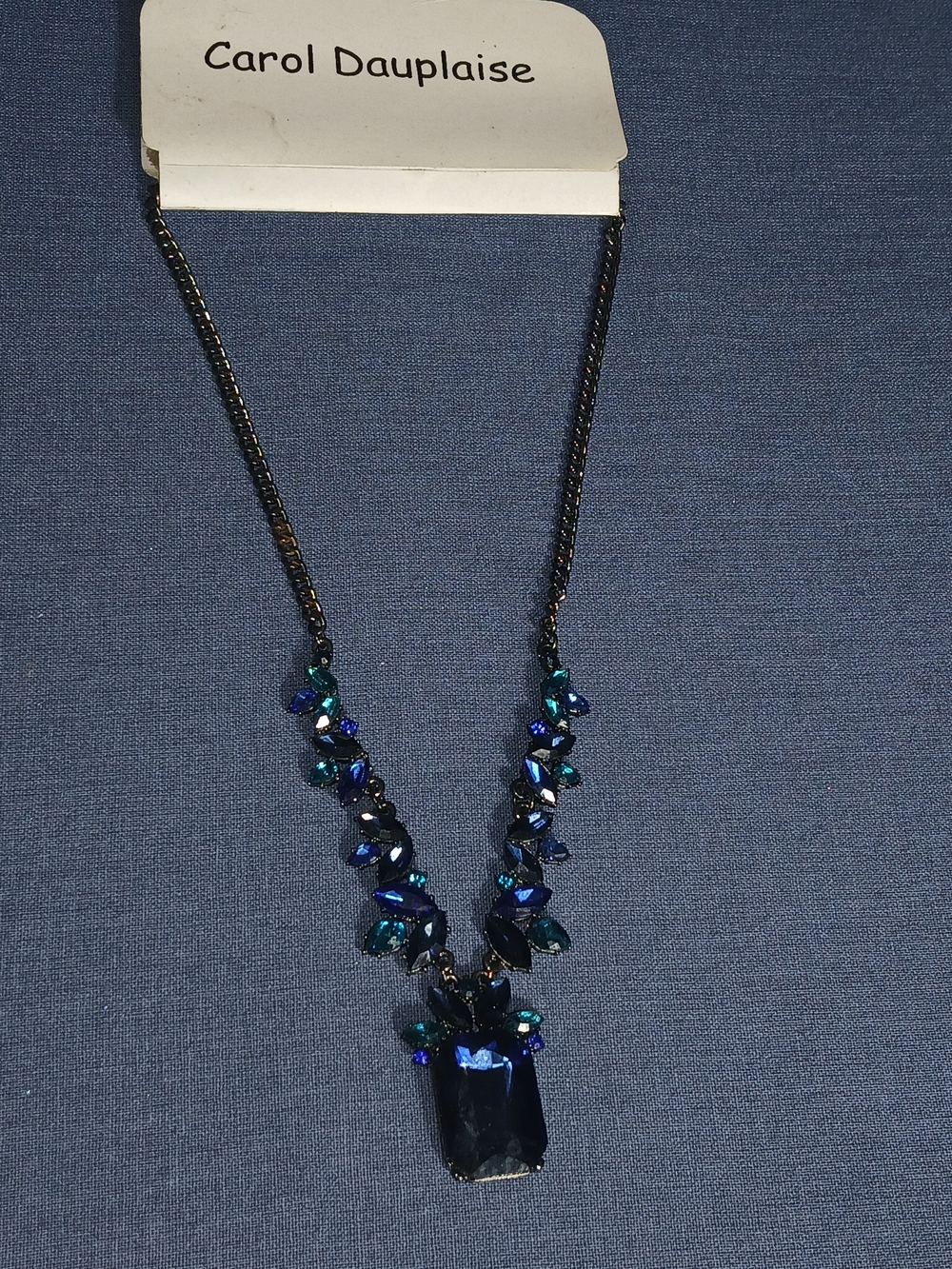 Carol Dauplaise Blue Crystal Statement Necklace